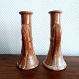 Pair of vintage stoneware candlesticks