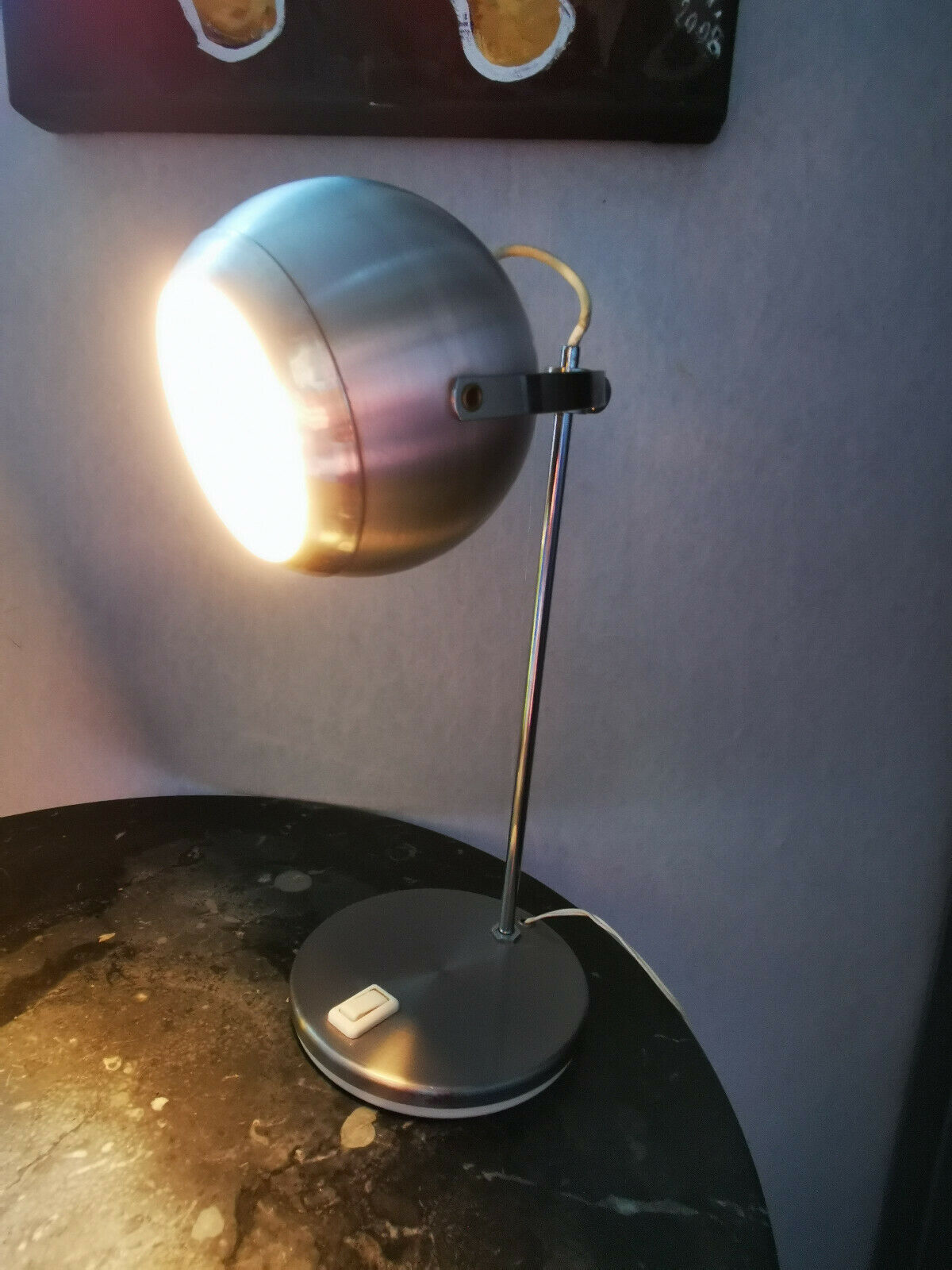 Lampe eye ball vintage alu d'époque  électricite d'origine