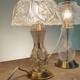 Pair of cut crystal and brass lamps - European production 1950