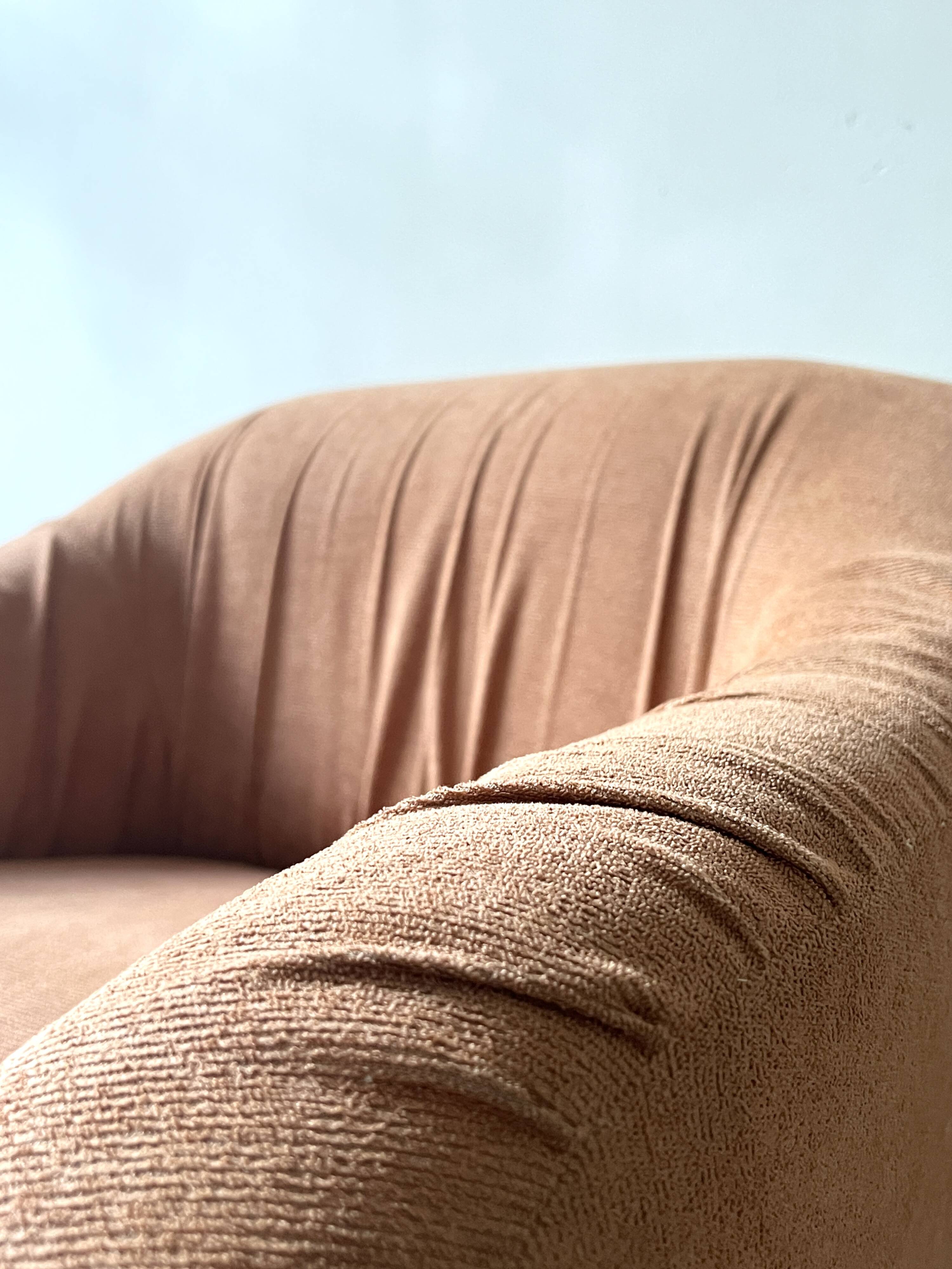 Velvet armchair in peach-orange, Steiner Paris France 1970