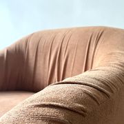 Velvet armchair in peach-orange, Steiner Paris France 1970