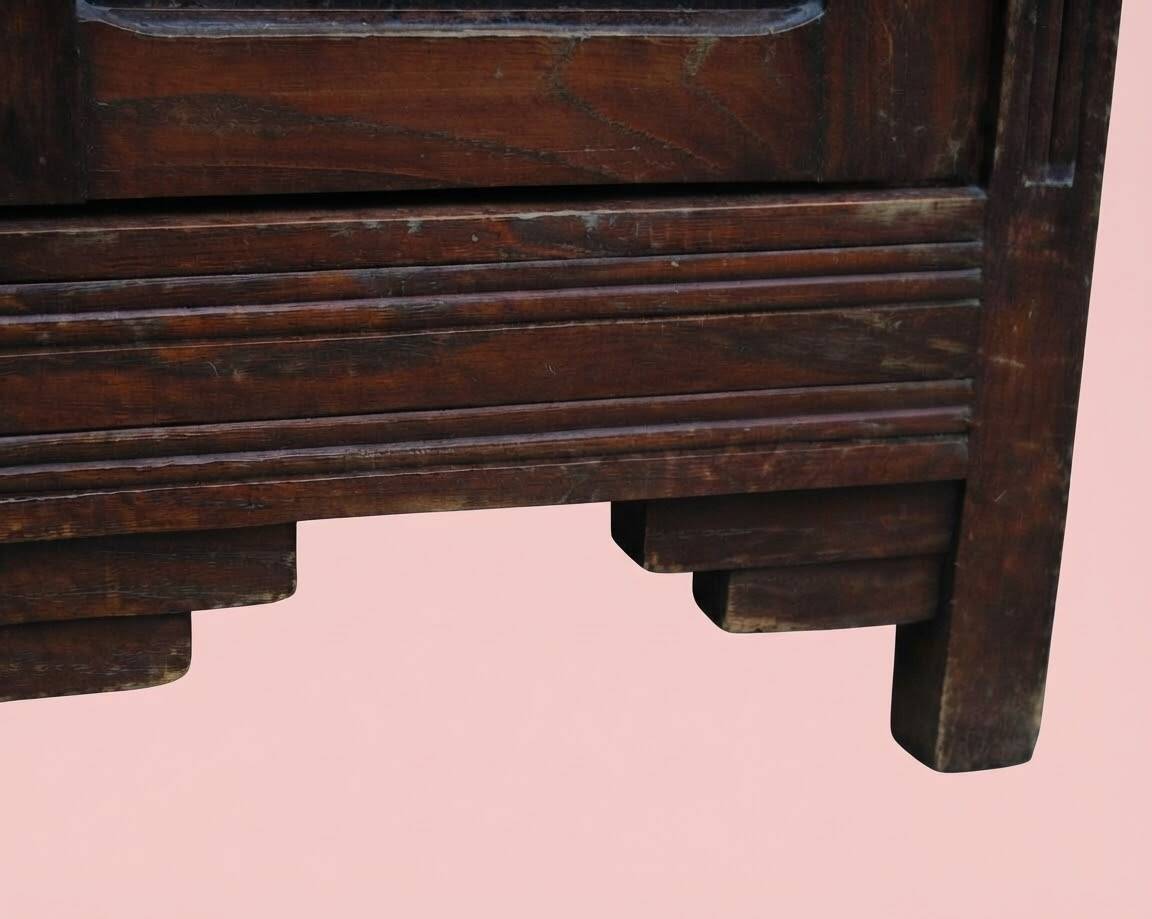 Pair of Art Nouveau bedside tables in solid oak, late 19th century.