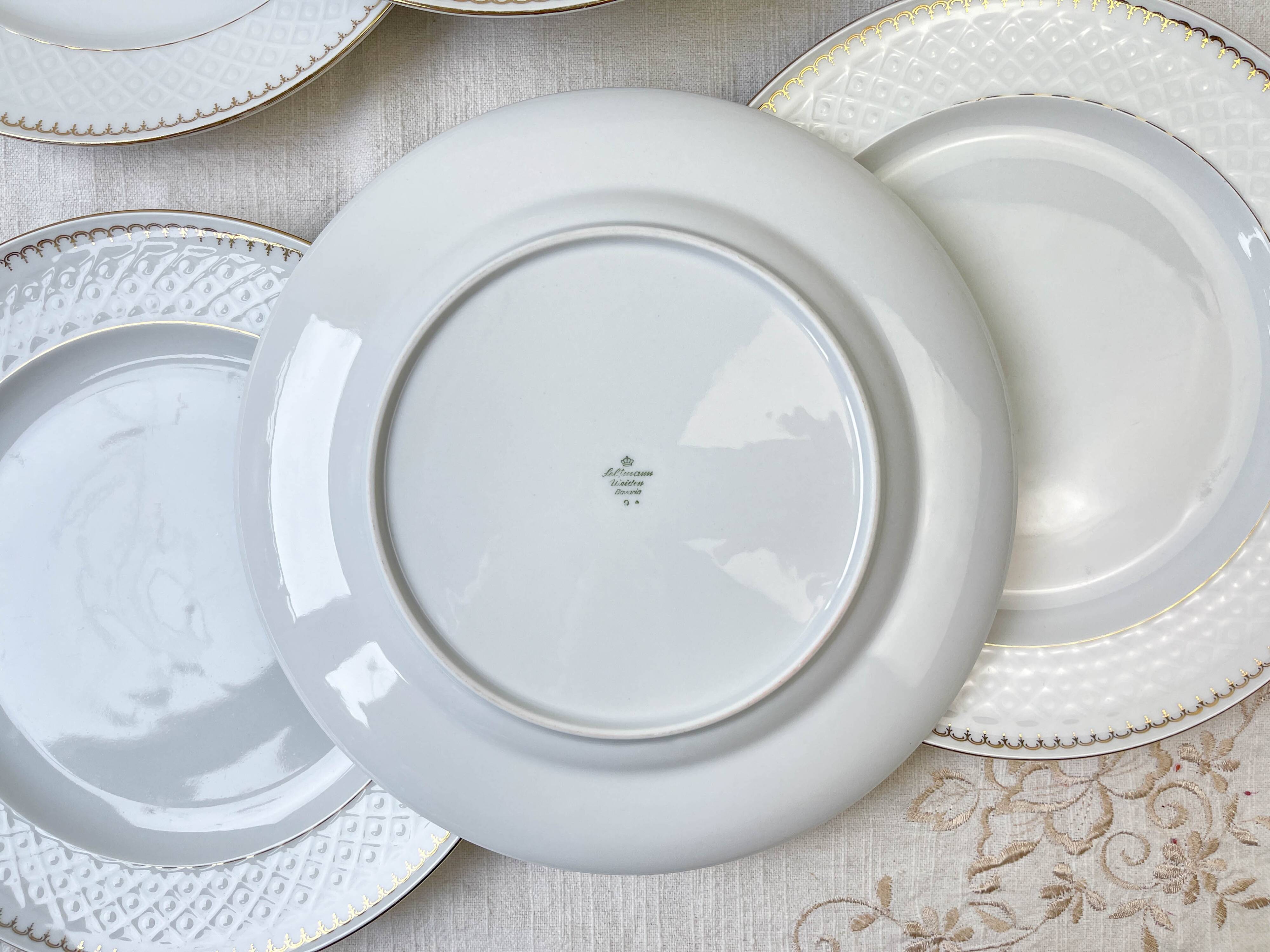 7 vintage flat plates in golden white porcelain BAVARIA model "Annabell"
