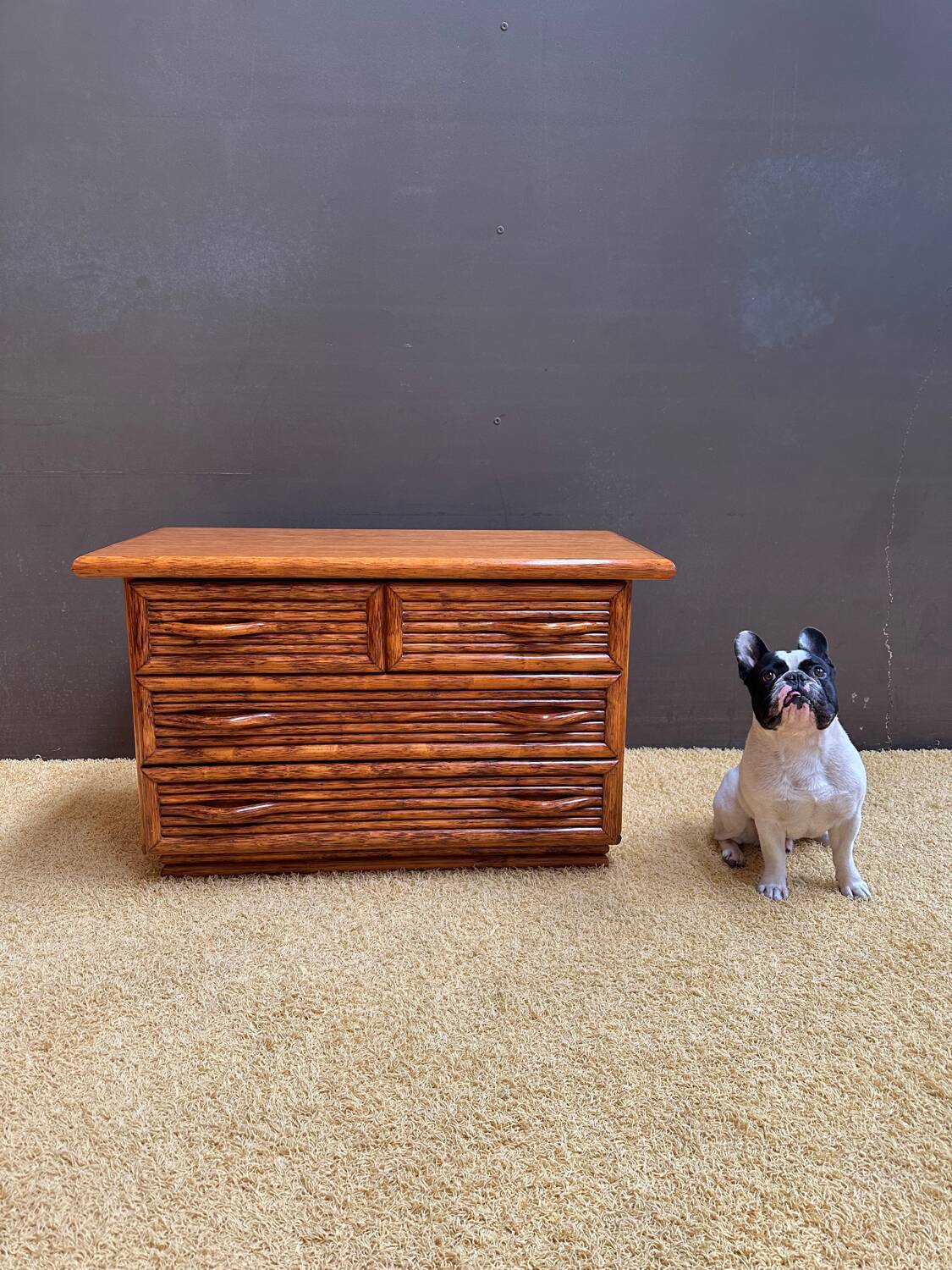 Maugrion bamboo chest of drawers for Roche Bobois