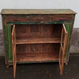 Glazed wooden sideboard with 2 doors