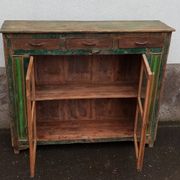 Glazed wooden sideboard with 2 doors