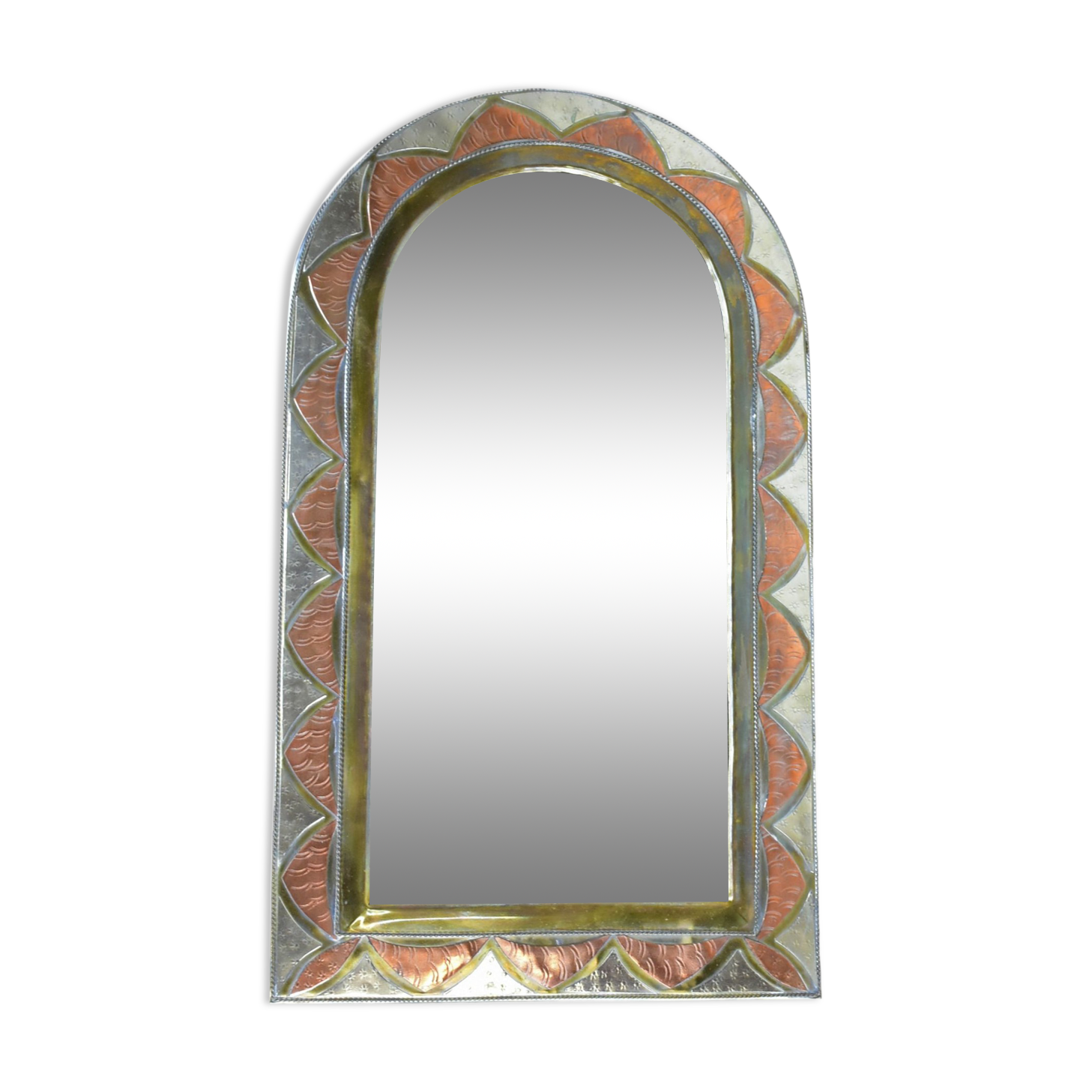 Decorated brass mirror.