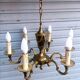 Superb 6-light chandelier in gilded bronze in Louis XVI style, in working condition.