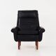 Black leather armchair, Danish design, 1970s, production: Denmark
