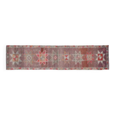 Tapis coureur en laine fait main turc vintage coloré arc-en-ciel 86x358