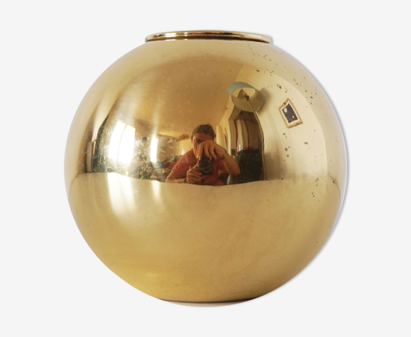Vintage brass round vase