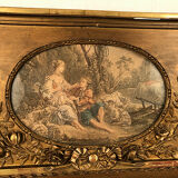 Louis XVI style trumeau in wood and gilded stucco and medallion engraving in the upper part