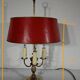 Brass bouillotte lamp with red lampshade, Louis XVI – XXth style