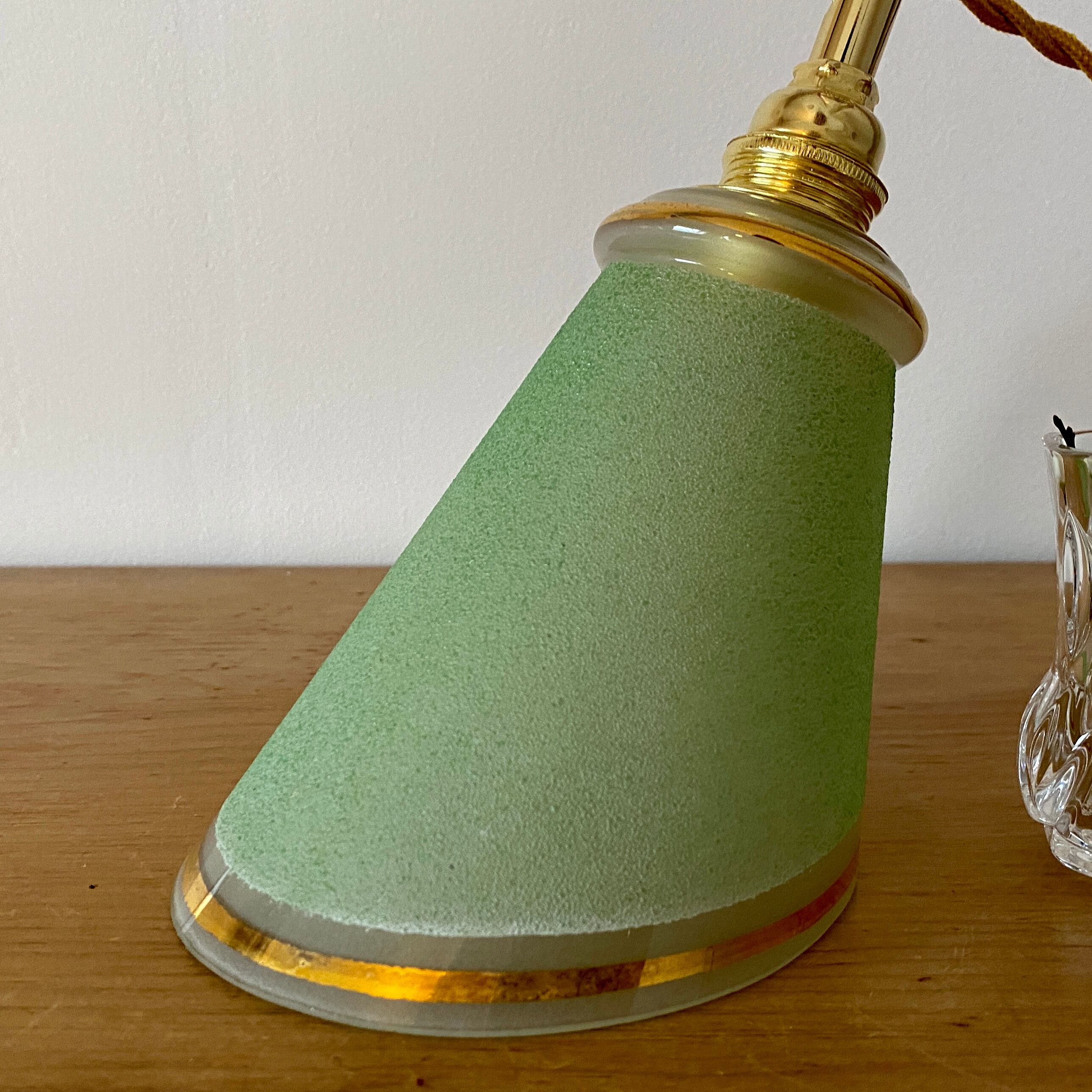 Vintage tulip walkman in green sandblasted glass