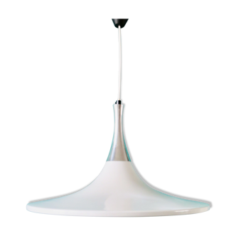 Large vintage white pendant lamp "Jeka". Denmark 1970