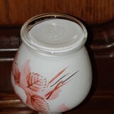 Soliflore vase in blown opaline glass decorated with flowers