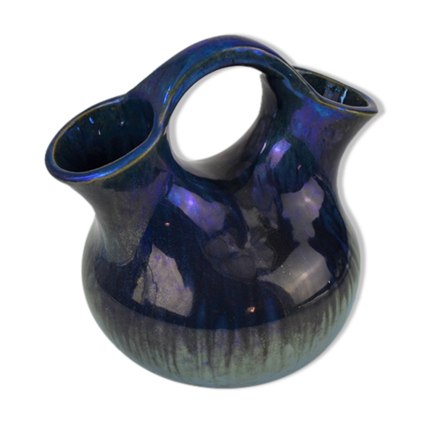 Vase en grès flammés à reflets métalliques de la S.A.P.C. de Rambervillers