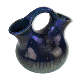 Rambervillers S.A.P.C. flamed sandstone vase with metallic reflections