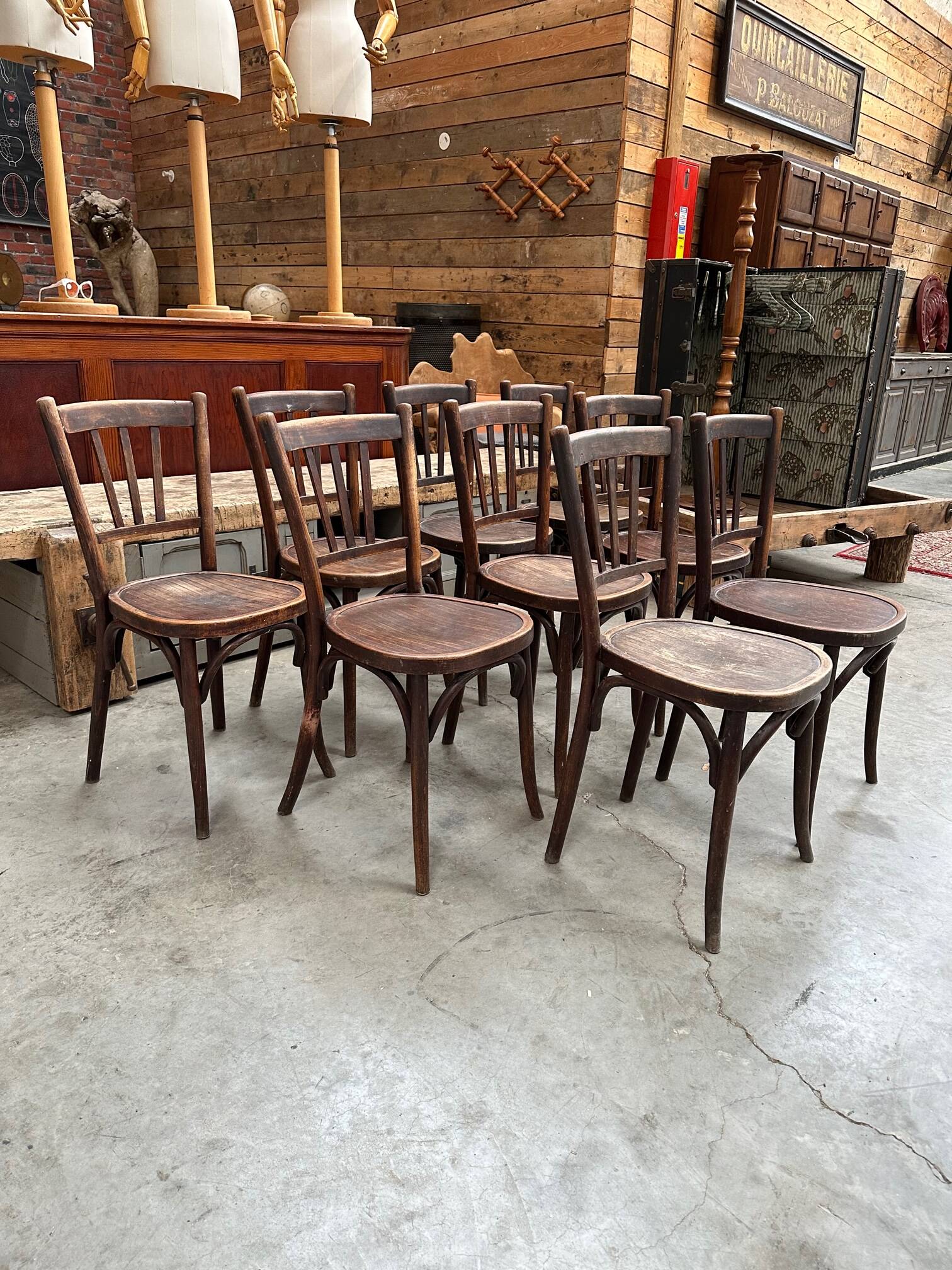 Suite of 9 bistro chairs from the early 20th century