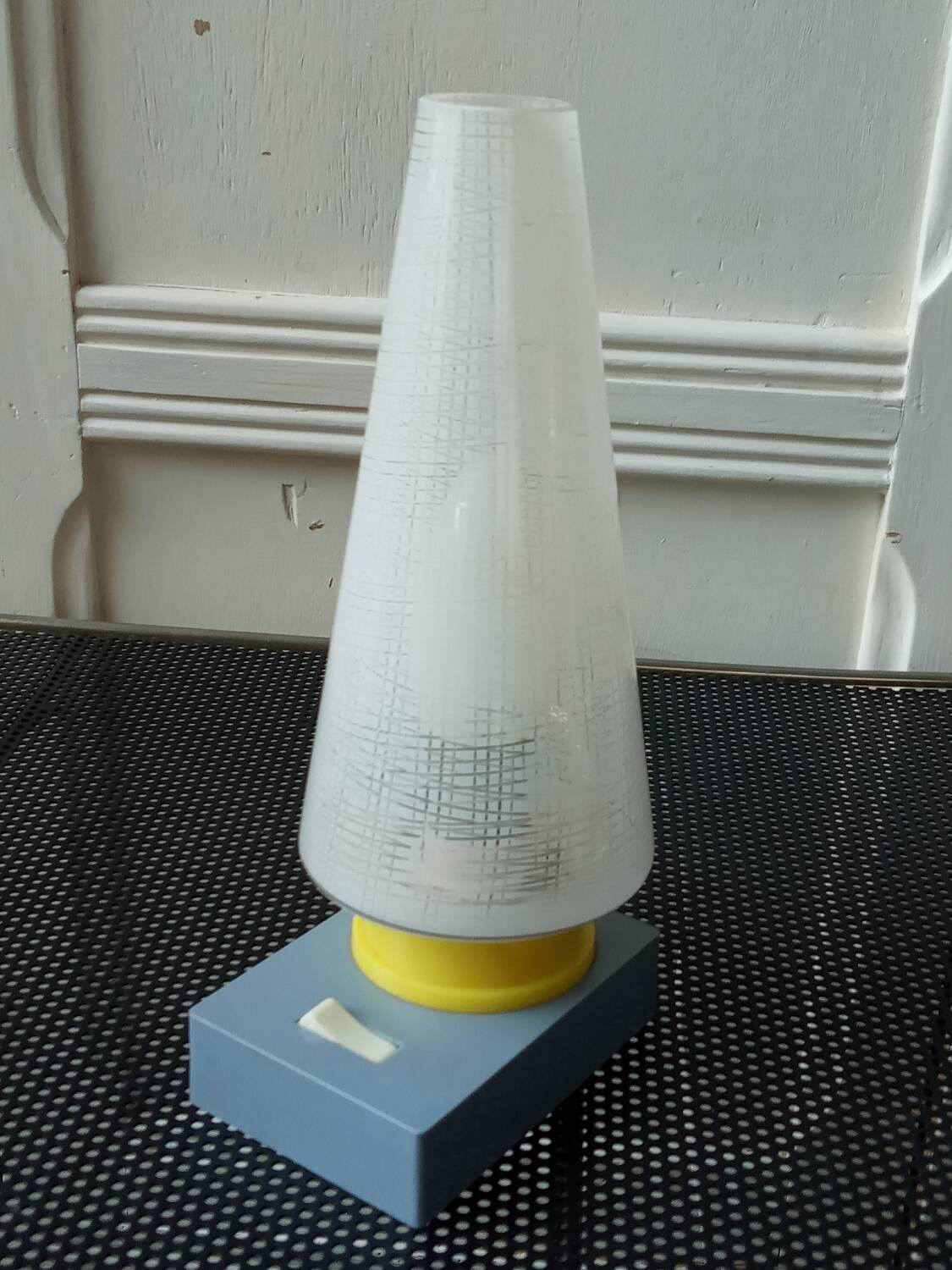 Plastic and glass bedside lamp from the 50s/60s