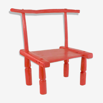 Old african baole red painted meditation chair