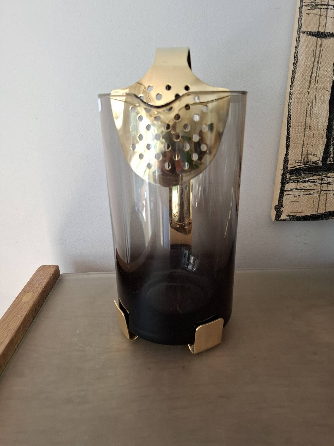 Vintage 70s smoked glass carafe