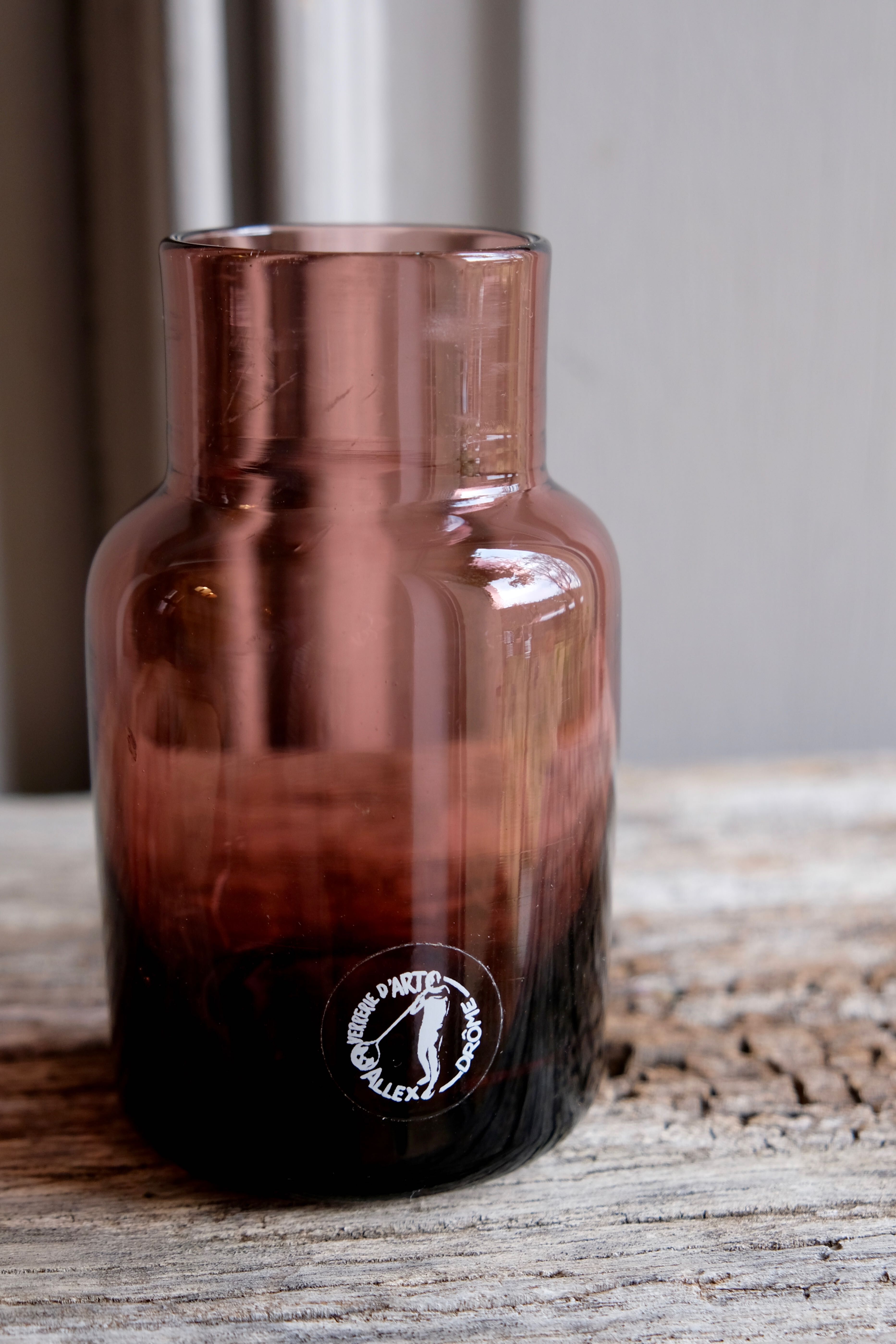 Set 5 vases in blown glass art glass ALLEX, Drôme