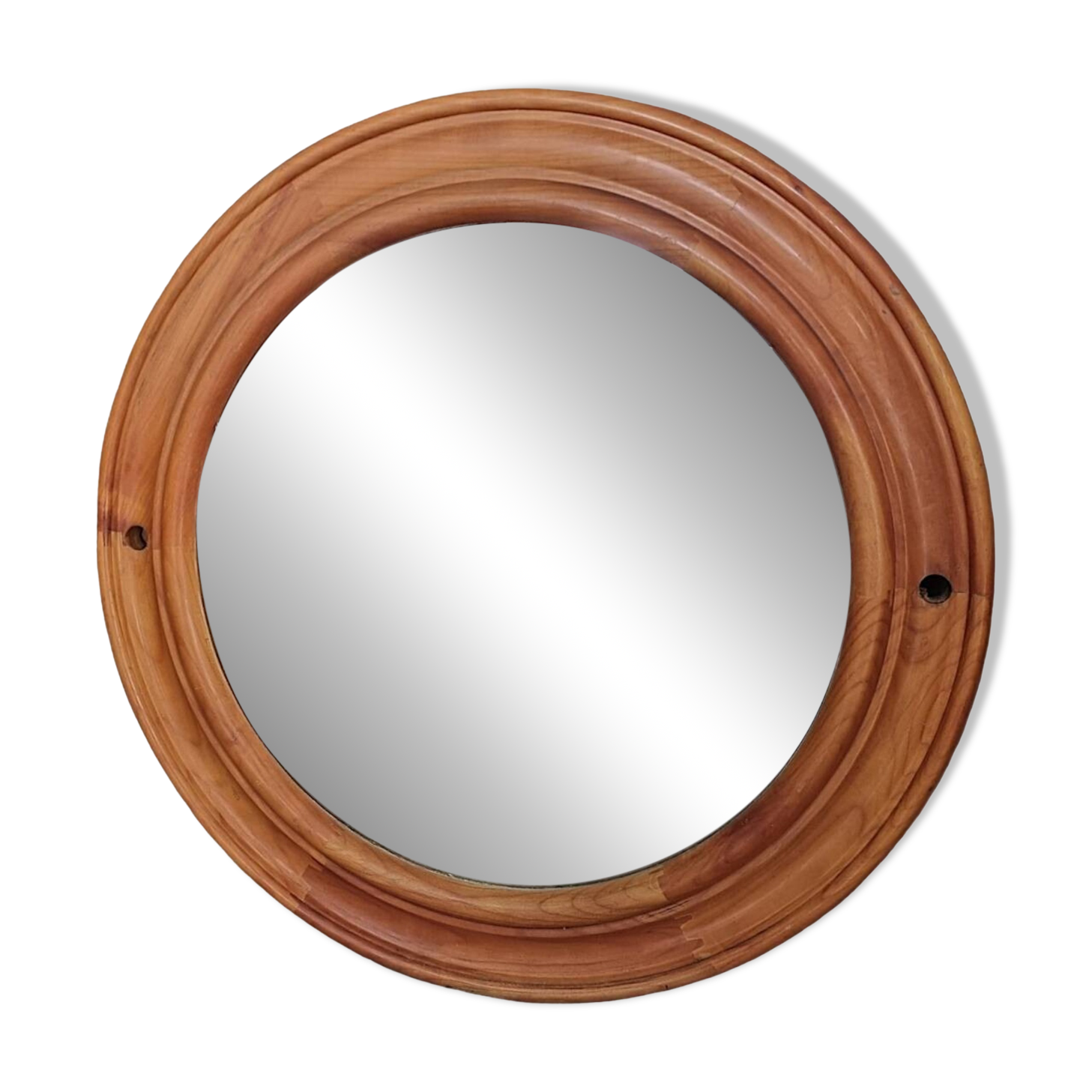 Large round wooden mirror