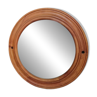 Large round wooden mirror
