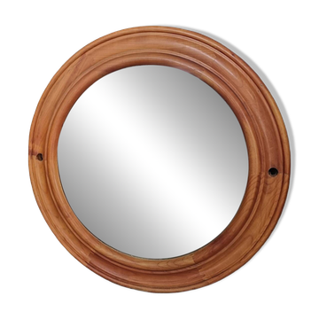 Large round wooden mirror
