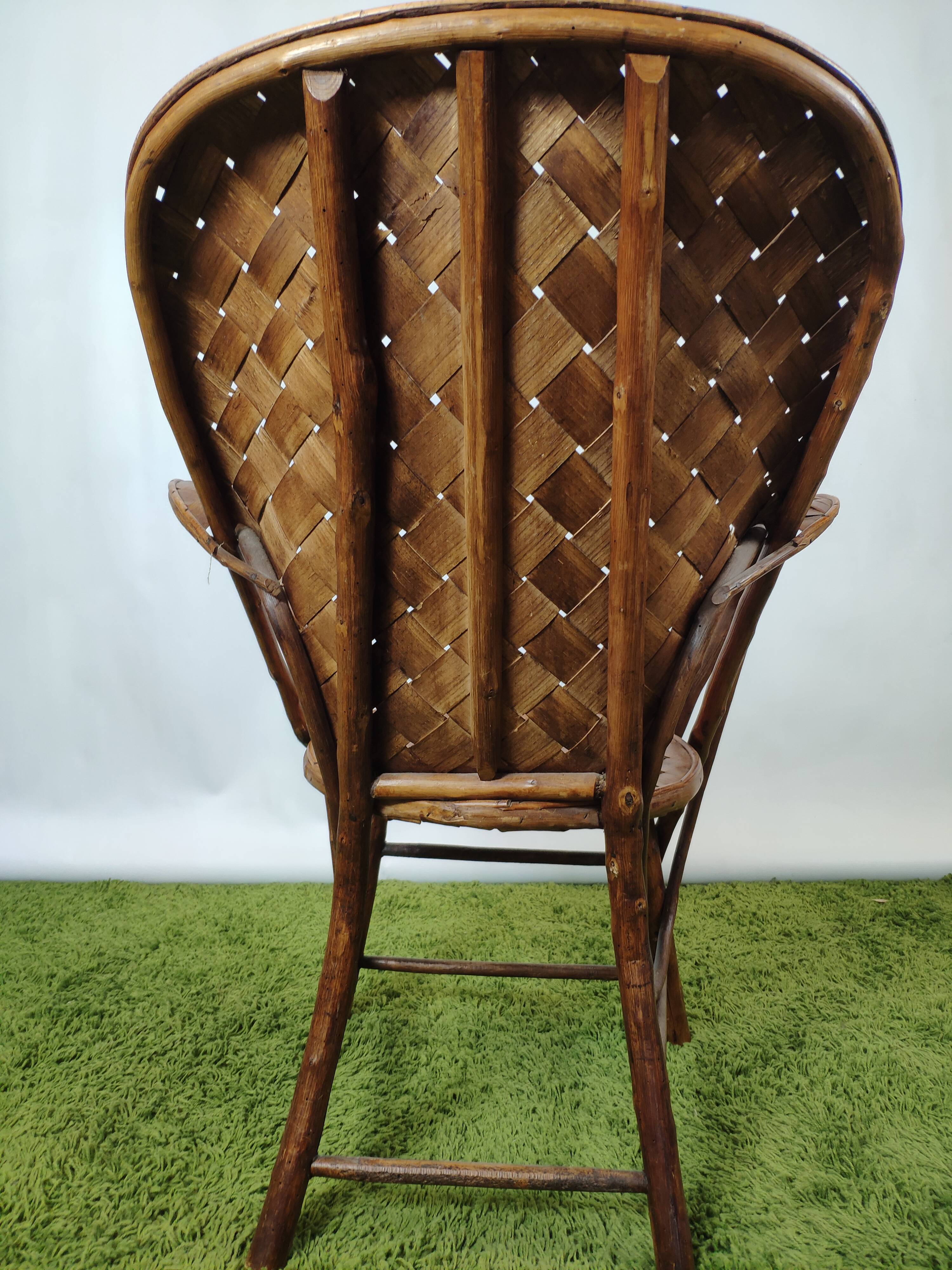 Vintage braided chestnut chair