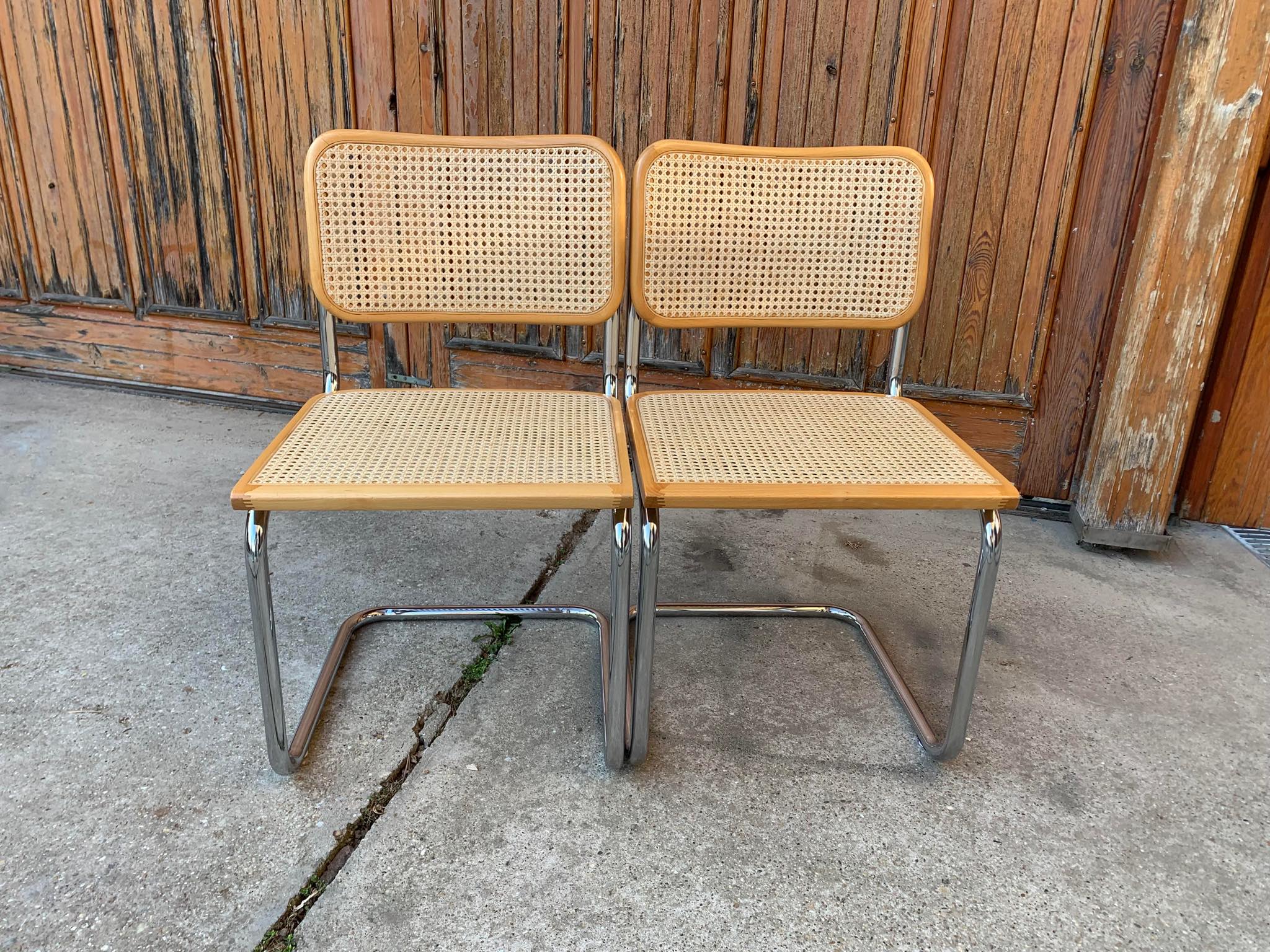 Pair of mid century Cesca chairs by Marcel Breuer