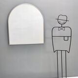 Vintage Minimal Shield Shaped Wall Mirror with a Steel Frame, Italy