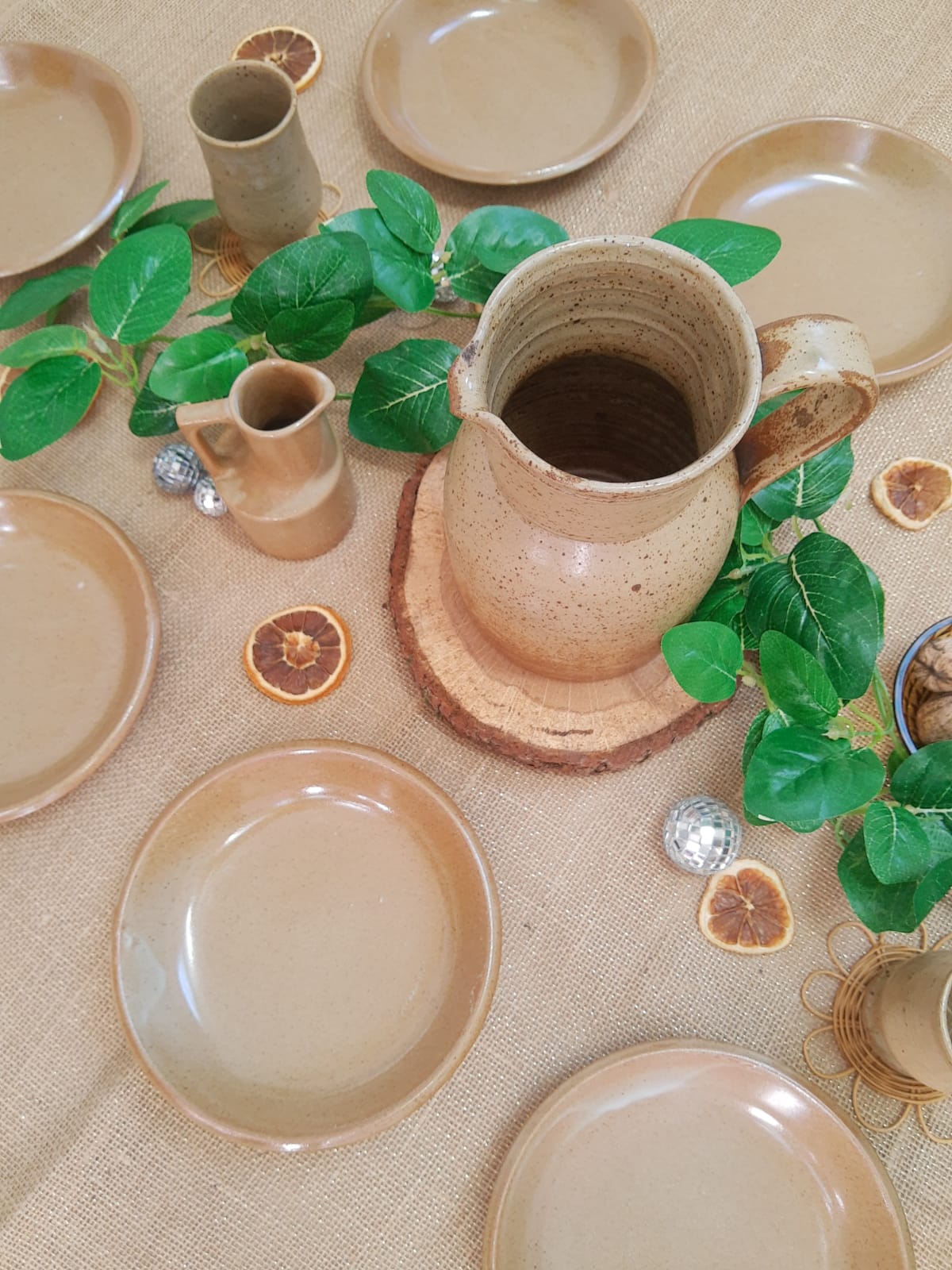Ensemble de 8 assiettes creuses grès de brenne France vintage