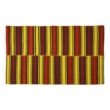 Turkish Vintage Kilim Striped Red and Yellow 208 x 132 cm