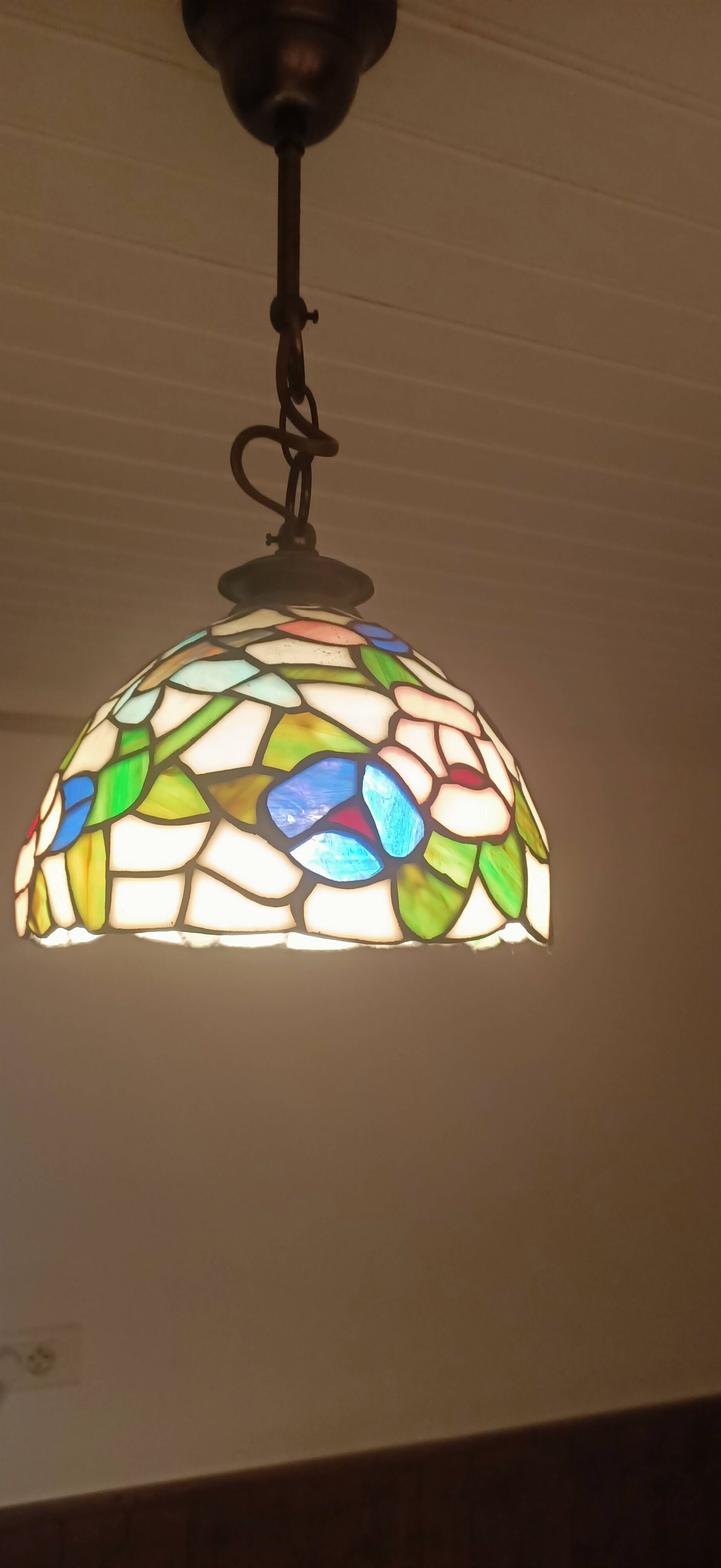 Tiffany-style pendant light – Ø 20cm – genuine glass – heavy