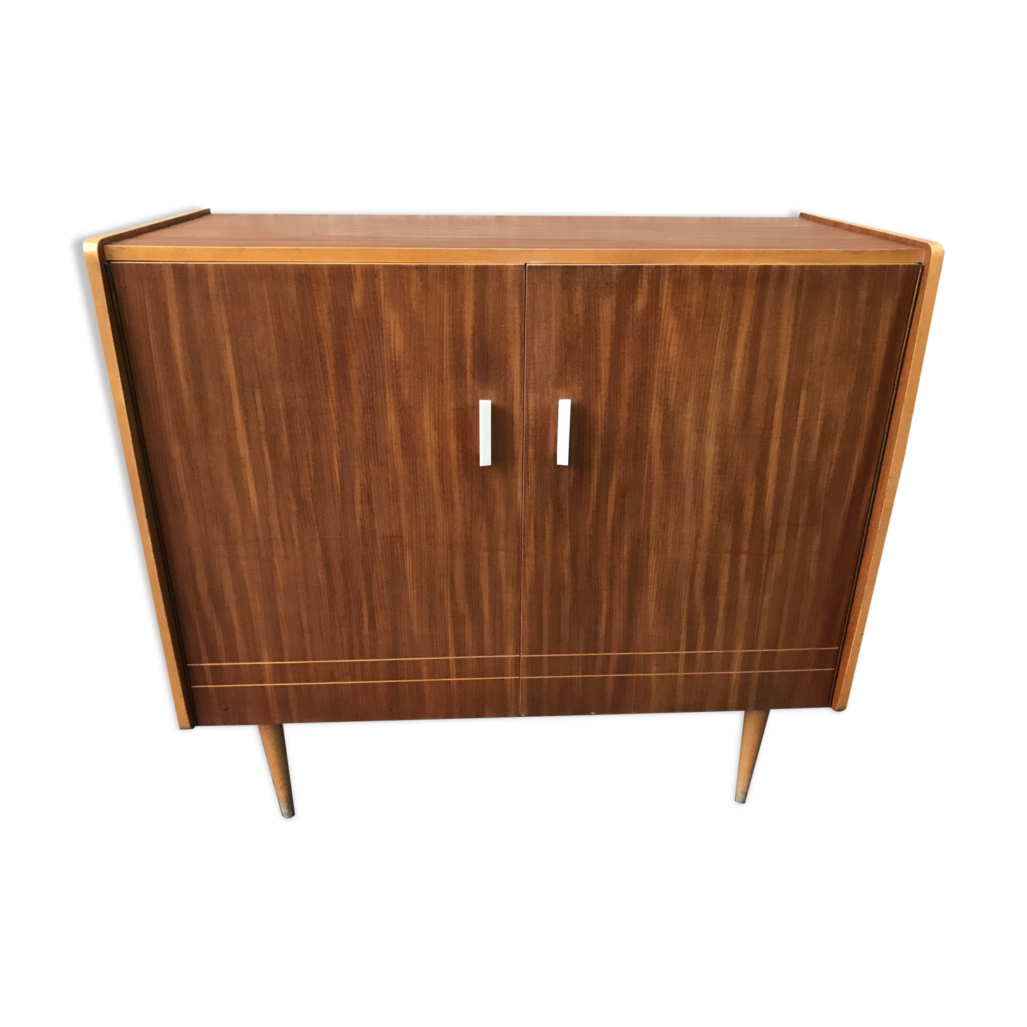 Sideboard stand vintage storage cabinet blond walnut veneer 1960-1980's