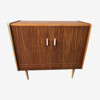 Sideboard stand vintage storage cabinet blond walnut veneer 1960-1980's