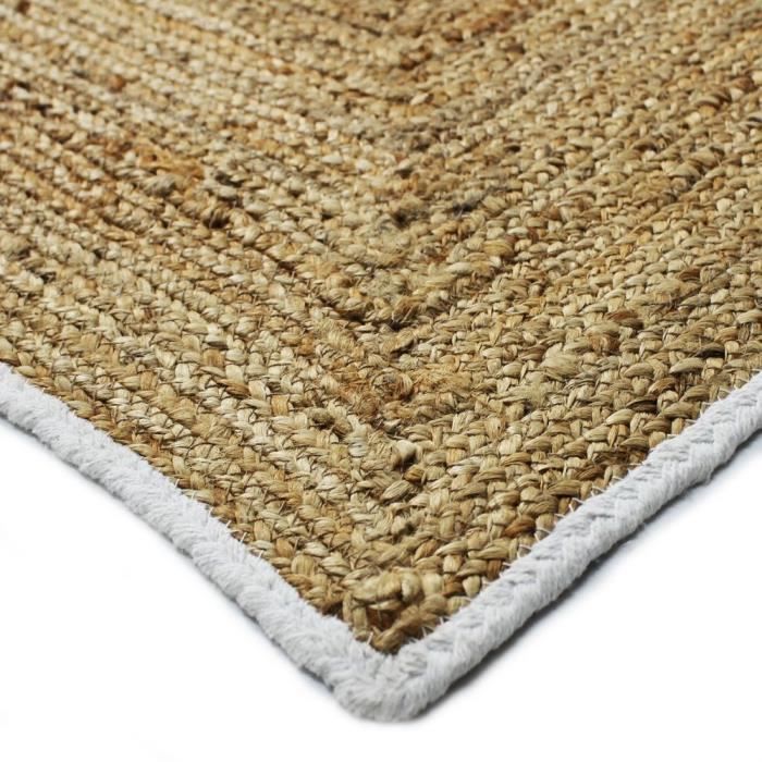 Tapis en jute contour blanc 120x170 cm