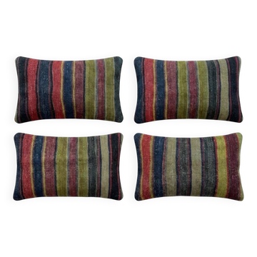 Lot de 4 housses de coussin kilim vintage 41x61 cm