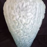 Art Deco vase in pressed molded glass paste, speckled blue color, h - 29