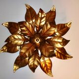 Pair of Florentine Wall Lamps / Ceiling Lights Golden Metal Leaves