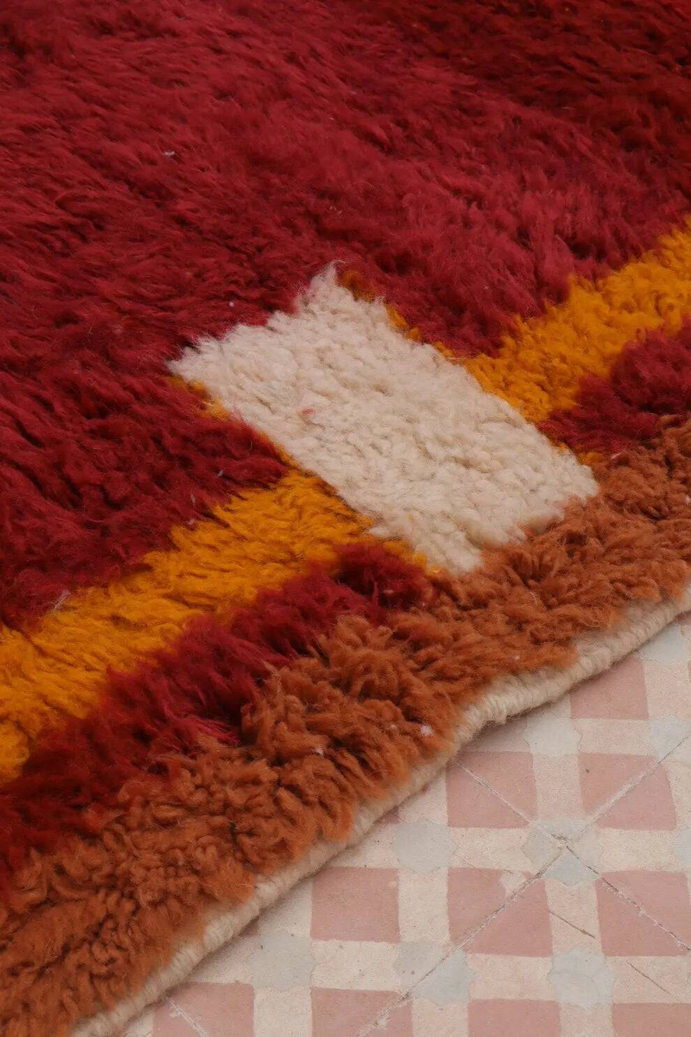 Tapis bordeaux bérbere en laine fait main traditionnelle 250cmx150cm