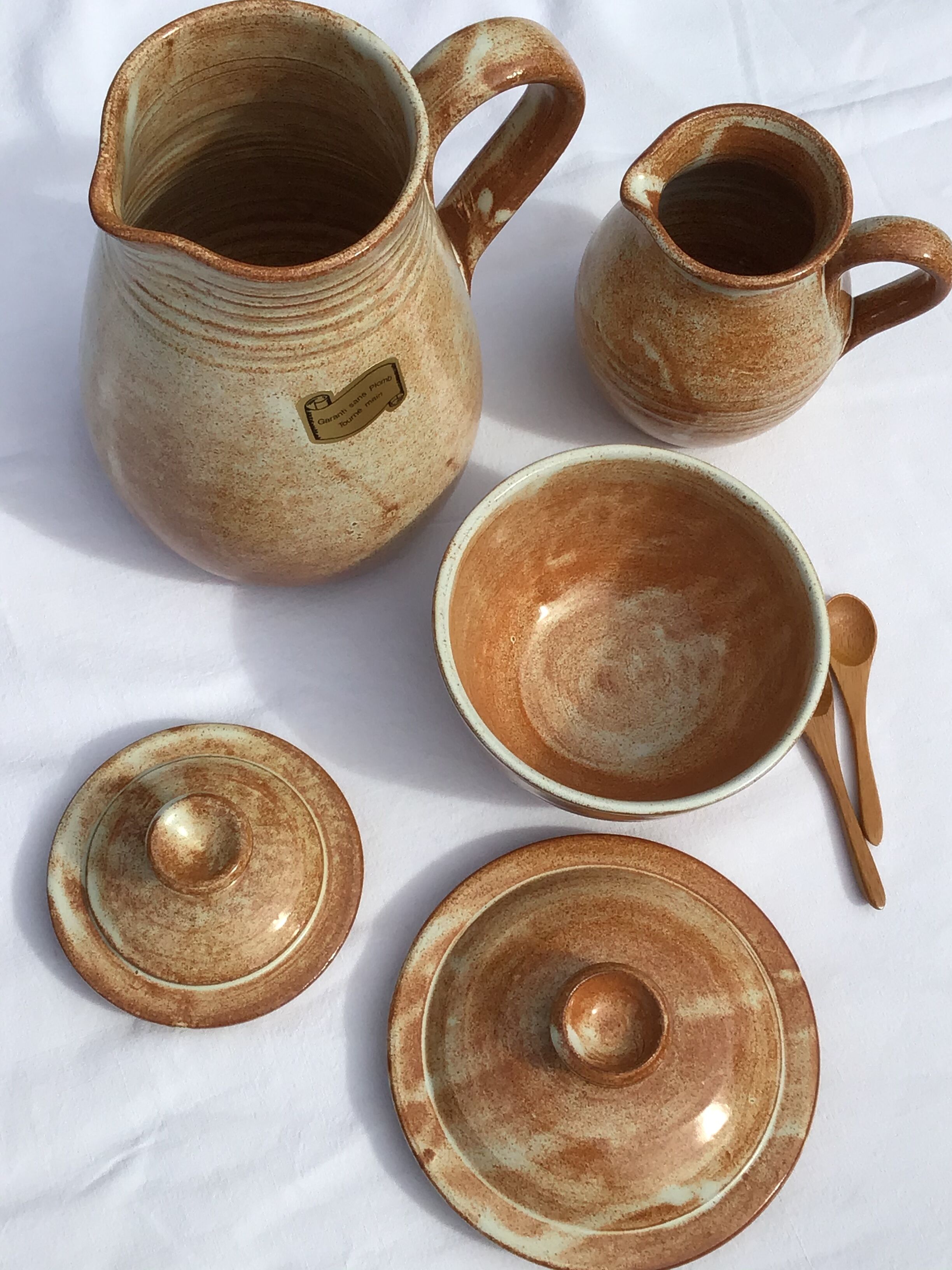 Vallauris coffee maker with sugar and milk pot