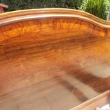 Bed in solid walnut and very old walnut burl