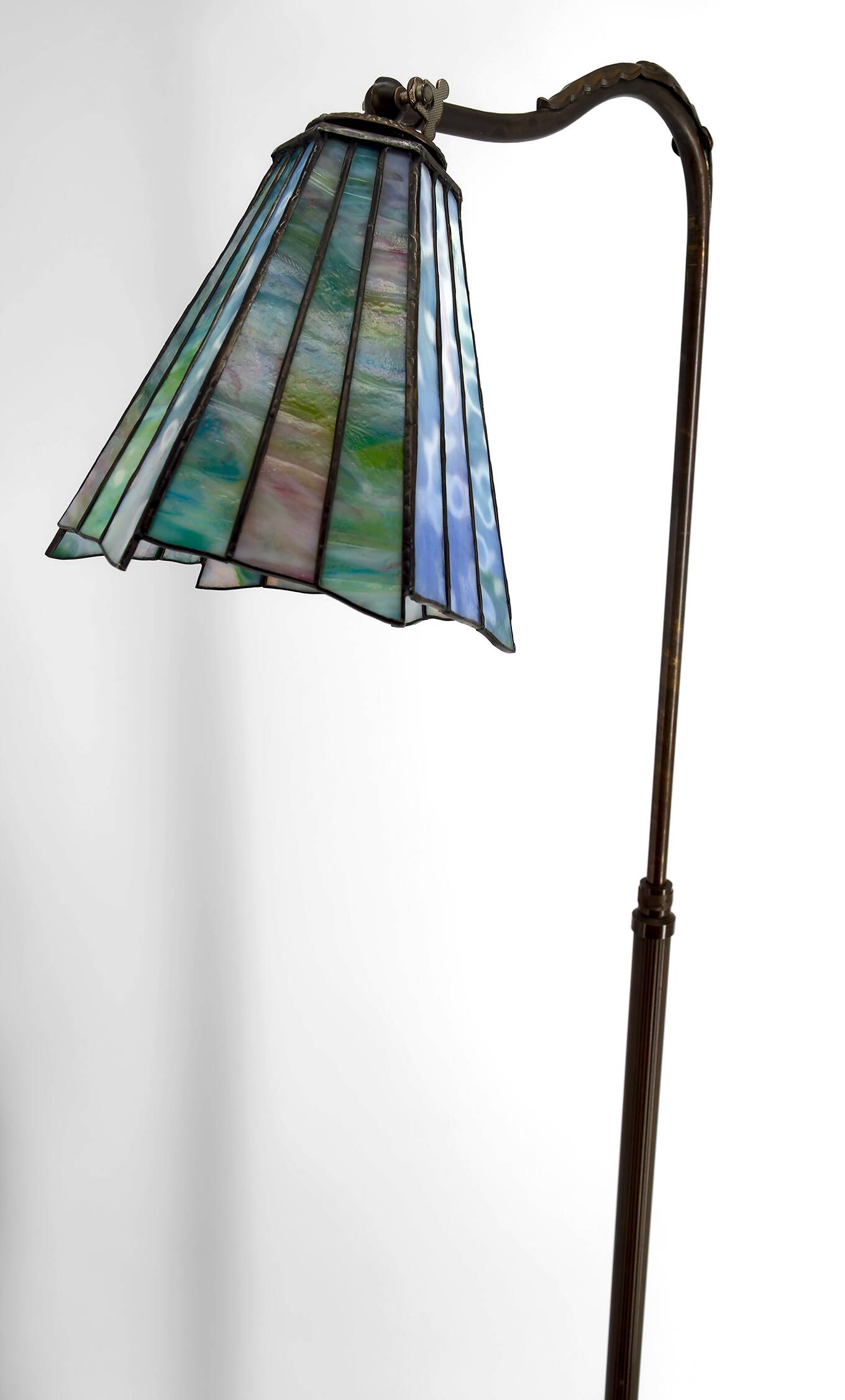 Art Deco reading lamp in bronze and stained glass – Circa 1920