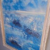 Oil painting on canvas signed abstract ep 1960