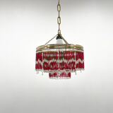 Lustre perlé du milieu du siècle par Jablonec Glassworks, Tchécoslovaquie