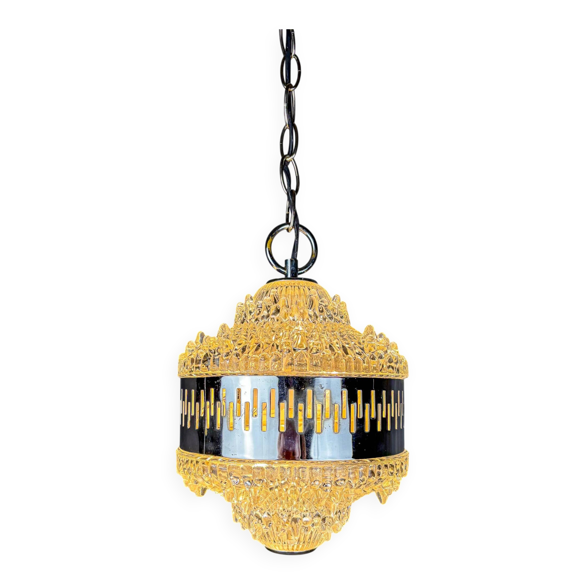 Kaiser Leuchten chandelier, frosted glass, Germany, 1960s