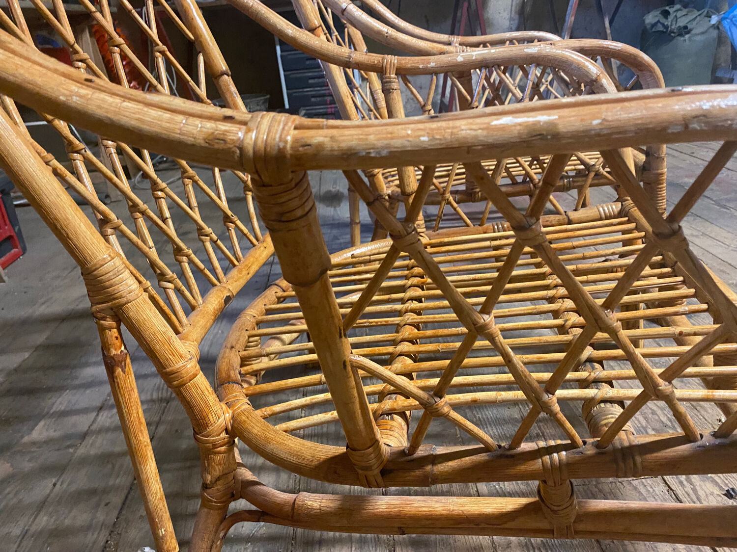 Pair of rattan armchairs